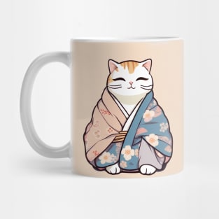 Cute Cat in a Japanese Kimono Mug